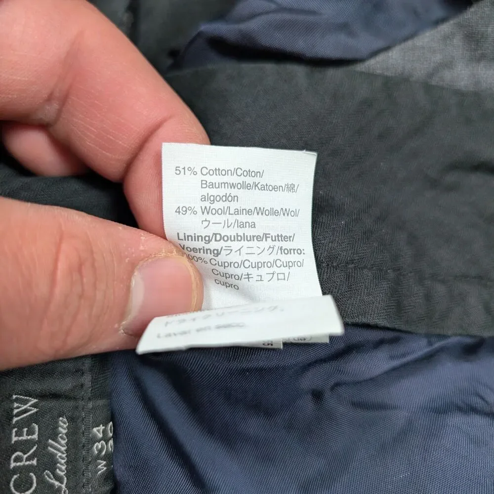 J.Crew Ludlow Dress Pants Mens 34x30(27) Gray Slim Fit Moon British Wool Blend